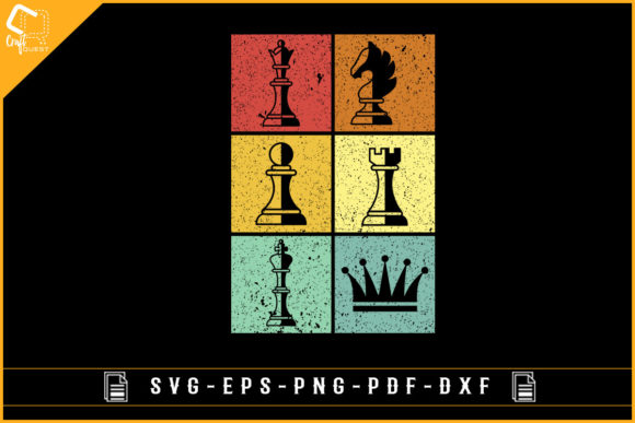 Vintage Colorful Retro Chess SVG Design